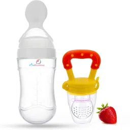 Silicon Food Feeder - Silicon Fruit Feeding Nipple for Baby Food Grade Silicon Container and Nipple BPA Free Combo Pack of 2 - Silicon Food Container & Nipple, Food Grade Plastic Caps-22