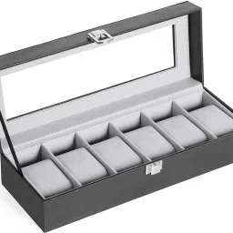 6 Slot Watches Display Storage Box Case Holder Organizer with Transparent Window Watch Box-image-74