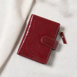 Women Casual Maroon Artificial Leather RFIDWrist Wallet-image-22