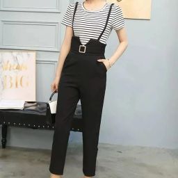 Women White, Black Dungaree-image-28