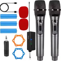 UHF Microphone Dynamic Dual Wireless Mic with Rechargeable Receiver 160 ft Range Microphone-picture-6