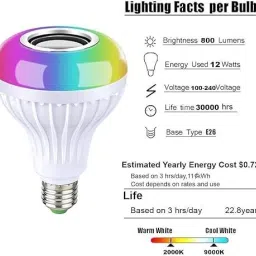 ZYNATY RGB LED Music Bulb Speaker With Remote Control Feature Smart Bulb image 4