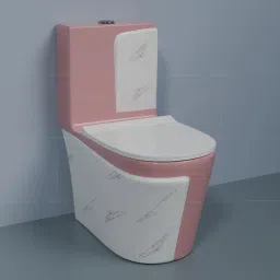 BR1015 Ceramic Shining Pink commode with Marble Finishing Ceramic S TYPE /Water Closet With Soft Close Toilet Seat Western Commode-11