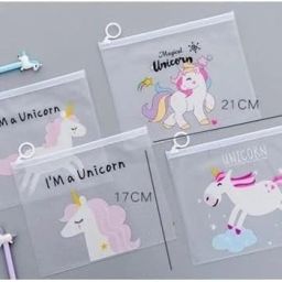 Unicorn Pencil Pouch for Girls Pack of 4 Transparent Stationery Pouches | Cute School Supplies and Accessories for Kids Art Plastic Pencil Box-image-29