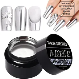 thr3e strokes Mirror Shine Gel Metallic Silver Gel Metal Painting Mirror Nail gel for Nail Art-picture-26