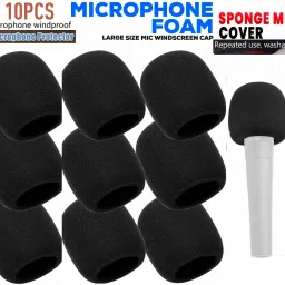 10pc Thick Microphone Black Sponge Foam Filter Windscreen Cover Protection for Karaoke DJ, Dance Ball, Conference Room, News Interviews, Stage Performance Outdoor PA System-17