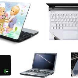 Mitram 5in1 Laptop Accessories Combo 15.6 Inch Cute Baby Couple laptop Skins Stickers, Screen Guard, Key Guard, Mouse Pad and Palmrest Skin Combo Set-image-26