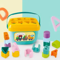 Baby First Blocks–Alphabet Learning Toy & Shape Sorting Game with Storage Bucket-6
