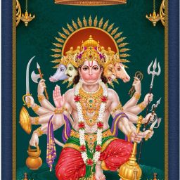46 cm Panchamukhi Hanuman Ji Sparkle Lamination Sticker Self Adhesive Sticker-image-95