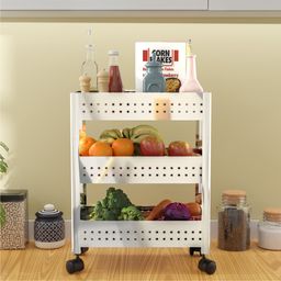 kuber industries 3-Tier Multi-Utility Kitchen Storage Rack Stand with Wheels | Silver Stainless Steel Kitchen Trolley-picture-19