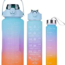 Unbreakable 3-Piece Motivational Water Bottle Set 2000 ml Water Bottles-1