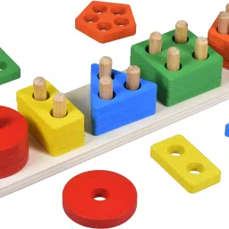 Wooden Intellectual Geometric Shape Matching Five Column Blocks Educational & Learning Toys-16