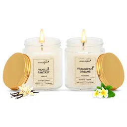 aromahpure Vanilla & Frangipani Aroma White Soy Wax (Set of 2) Scented Candles-picture-12