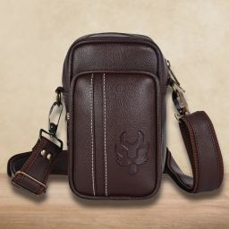 Brown Men Sling Bag Stylish ITALIA Mobile SMALL Vegan Leather Sling Bag for Men Women | Crossbody Chest Bag Men Travel | Side Bag for Men | Mini Mobile Passport Document Cash Wallet Travelling Pouch Daily Use | Corporate Gift Item Men | Messenger Office Key Bag | Collection Utility Bags.-image-21