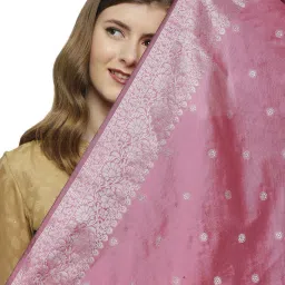 Silk Blend Woven Pink Women Dupatta-picture-12
