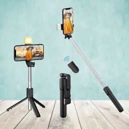 Casewilla R1s Bluetooth Selfie Stick with Remote and LED Selfie Light, 3-in-1 Multifunctional Selfie Stick, Tripod, Monopod Stand & Mobile Stand Compatible with All Phones Bluetooth Selfie Stick-14