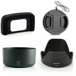 BOOSTY 4pcs COMBO For Nikon D5300 D5500 D5600 ( Lens hood + dk25 eyecup and 55mm lens cap )Lens Hood-image-48