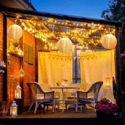 White Paper Hanging Lantern Pack of 10 L (12 inch) 66 White Paper Hanging Lantern-image-78