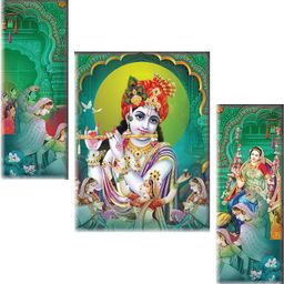 saf Divine Krishna with Gopis & Radha in Traditional Art – Spiritual Wall Décor Digital Reprint 12 inch x 20 inch Painting-picture-44