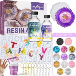 Diy Resin Art Alphabet Keychain Making kit With 200 Gm Epoxy Coaster Mould &More-3