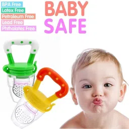 goodmunchkins Medium Fresh Food Nibbler Fruit Feeder Silicon Nipple Pacifier Color Green & Yellow Pack of 2 Teether and Feeder image 5