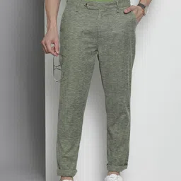 The Indian Garage Co Men Textured Slim Fit Chinos Trousers-image-94