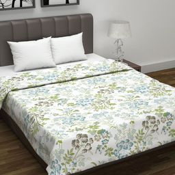 Divine Casa Emeraled White & Green Floral AC Room 120 GSM Reversible Double Bed Dohar-image-22