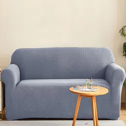HOUSE OF QUIRK Blue Fleece 5-Seater Stretchable Sofa Slipcover-image-18