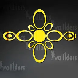 Wall1ders Gold Toned 13 Pieces Oval Ring Shaped Self Adhesive Mirror Wall Stickers-image-53