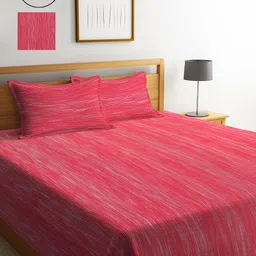 KLOTTHE Set Of 2 Red & White Woven Design Double King Bed Covers With 4 Pillow Covers-8