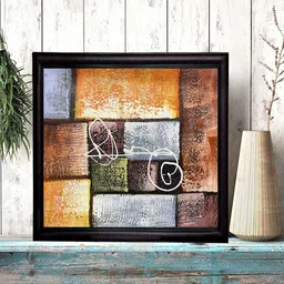 Gallery99 Brown & Blue Abstract Handmade Oil Painting On Canvas With Wooden Frame Wall Art-picture-5