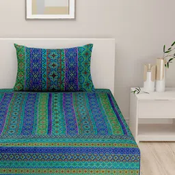 SWAYAM Green 180 TC Cotton Single Bedsheet with 1 Pillow Cover-image-28