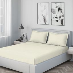 DDecor Cream-Coloured 180 TC King Bedsheet with 2 Pillow Covers-image-8