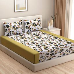 SWAYAM White 180 TC Cotton Double Bedsheet with 2 Pillow Covers-image-6
