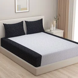 SWAYAM White 180 TC Cotton Double Bedsheet with 2 Pillow Covers-54