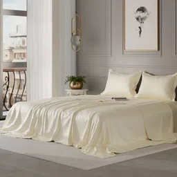 Stoa Paris Date Night Beige 300 TC King Flat Bedsheet with 2 Pillow Covers-picture-22