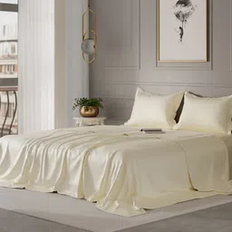 Stoa Paris Date Night Beige 300 TC King Flat Bedsheet with 2 Pillow Covers-image-96