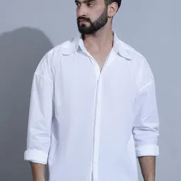 DOOR74 New Drop-Shoulder Sleeves Concealed Button Placket Oversized Cotton Casual Shirt-image-43