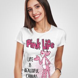 Minute Mirth The Pink Panther Printed Round Neck Short Sleeves Cotton T-shirt-image-56