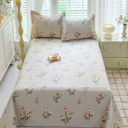 JC HOME Grey & White Floral Printed 230 TC Single Bedsheet Set2.30 mx 1.60 m-image-31