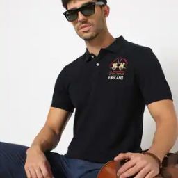 Logo Embroidered Slim Fit Solid Polo T-Shirt-image-75