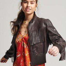 Vintage Fringe Leather Biker Jacket-image-14