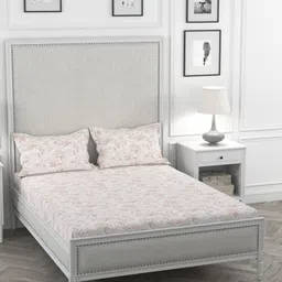 ROSARA HOME Off White & Pink Floral 200 TC Queen Bedsheet with 2 Pillow Covers-image-24