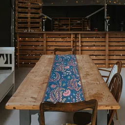 Mona B Blue Floral Printed Table Runner-15