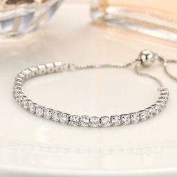 Designs & You Cubic Zirconia Silver Plated Wraparound Bracelet-image-13