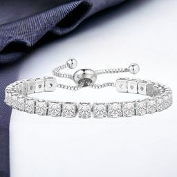 Designs & You Silver-Plated Brass Cubic Zirconia Wraparound Bracelet-19