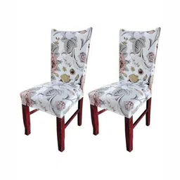 HOUSE OF QUIRK Beige and White 2 Pieces Printed Removable Washable Chair Covers-image-56