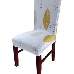 HOUSE OF QUIRK Yellow & White Floral Printed Stretchable Dining Chair Cover-image-96