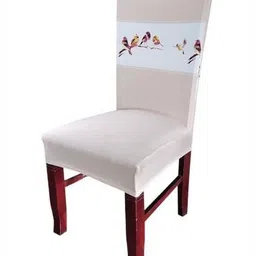 House Of Quirk Beige Printed Stretchable Chair Cover-image-78