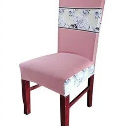 HOUSE OF QUIRK Peach-Colored Floral Printed Stretchable Chair Cover-image-43